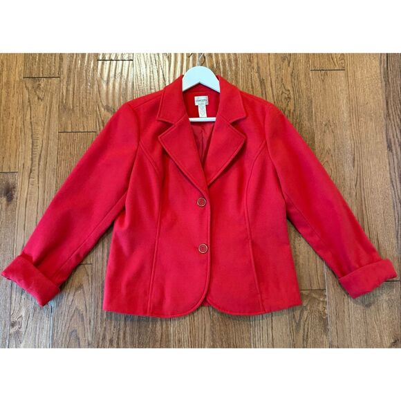 Chico’s red vibrant two button blazer jacket size 1/M - Picture 5 of 10